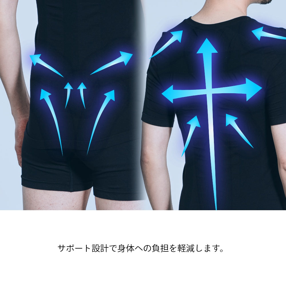 ワークウェア ティーシャツ トップス パンツ 背中 肩 腰 姿勢矯正 姿勢サポーター 骨盤サポーター 猫背 ねこ背 背筋 メンズ レディース 男女兼用 コンディショニング デスクワーク 姿勢 サポーター リカバリー リカバリーインナー