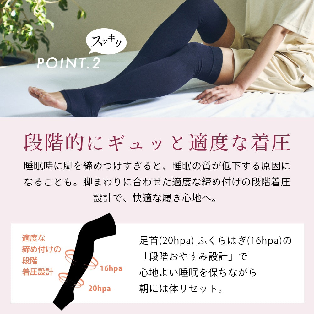 夜用 レディース 靴下 めぐりケア 段階着圧 美脚 保湿 天然成分 制菌 抗菌 ナノファイン加工 ウットリキュア ソックス UttoriCure Socks