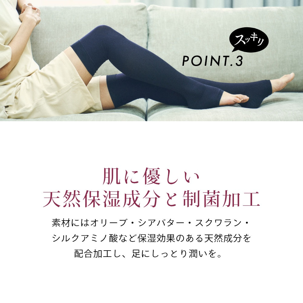 夜用 レディース 靴下 めぐりケア 段階着圧 美脚 保湿 天然成分 制菌 抗菌 ナノファイン加工 ウットリキュア ソックス UttoriCure Socks