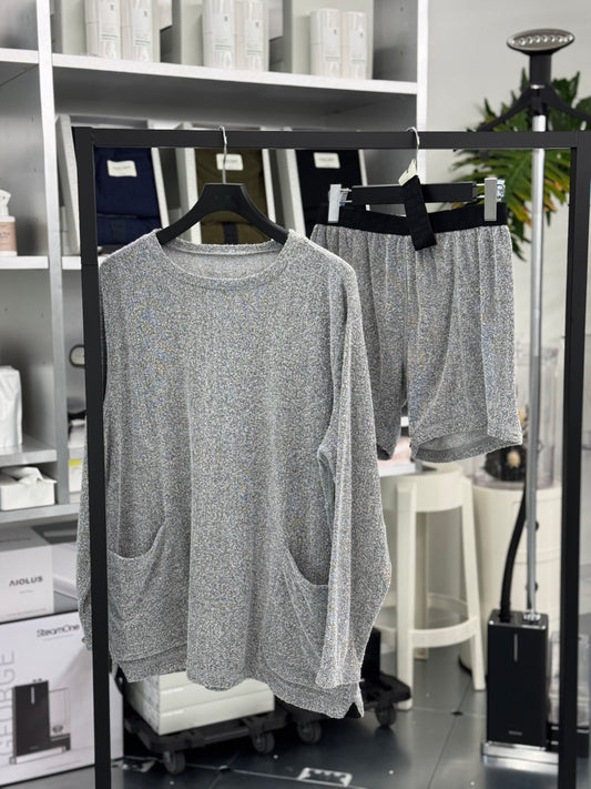 Pile Long sleeve set up Ver 3.0 ルームウェア セット ユニセックス 2024年モデル / Snow Gray